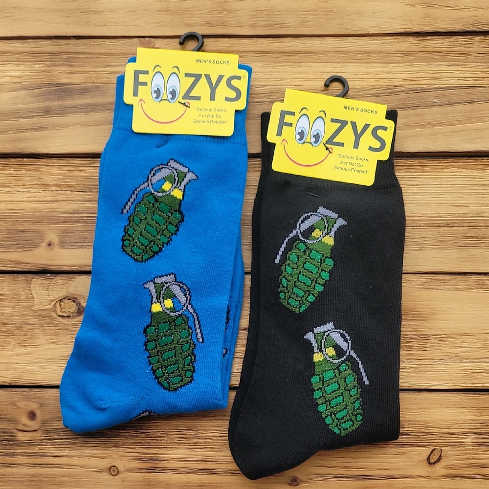 NWT Foozy's Men's Royal Blue and Black Socks with Military Design